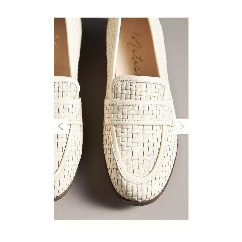 Matisse women's leather woven loafer flats bone cream slip on